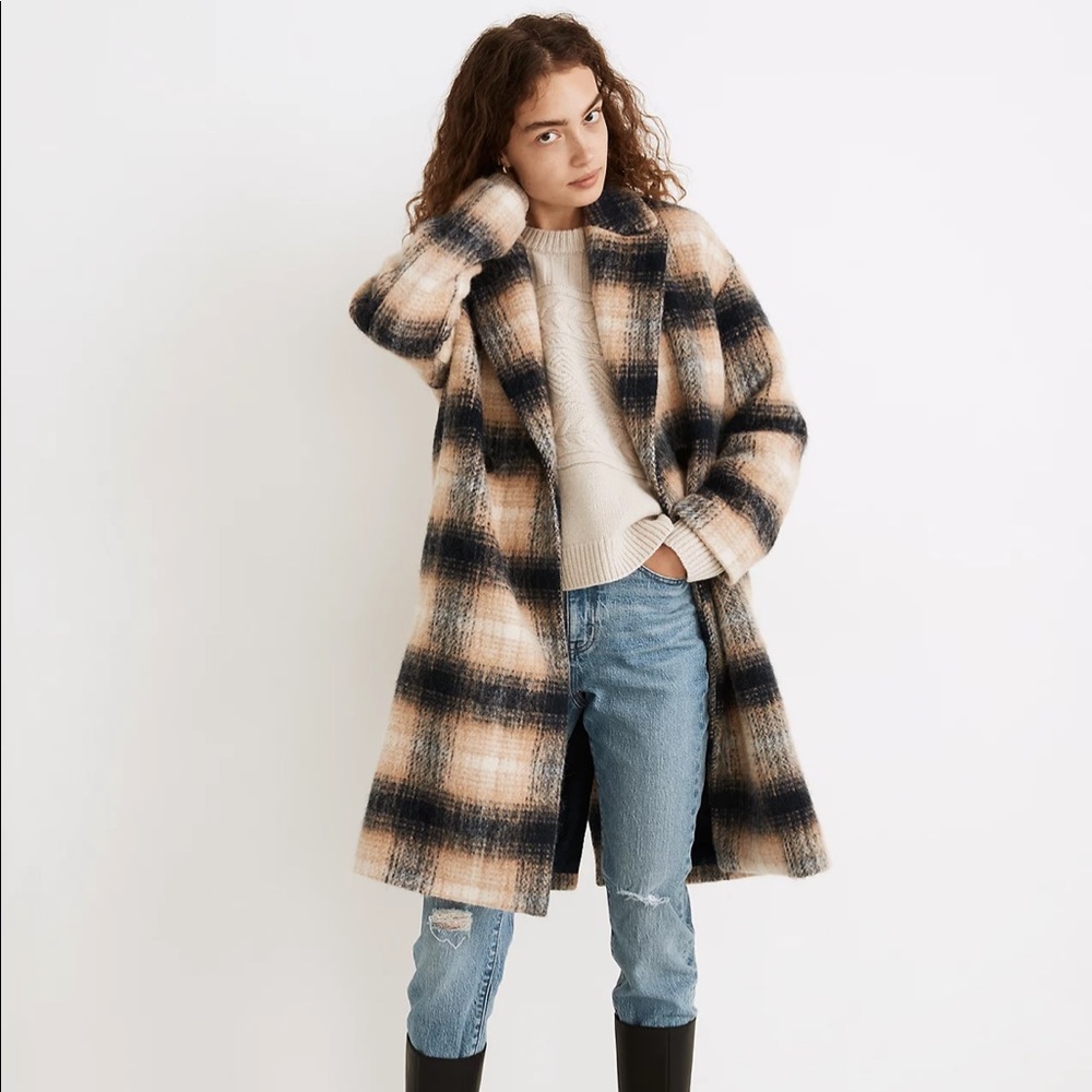 Madewell Courton Cocoon Coat in Plaid